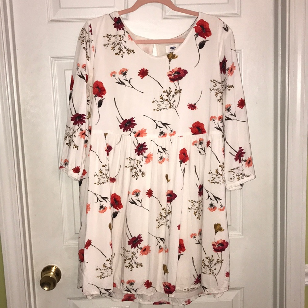 White Floral Babydoll Dress